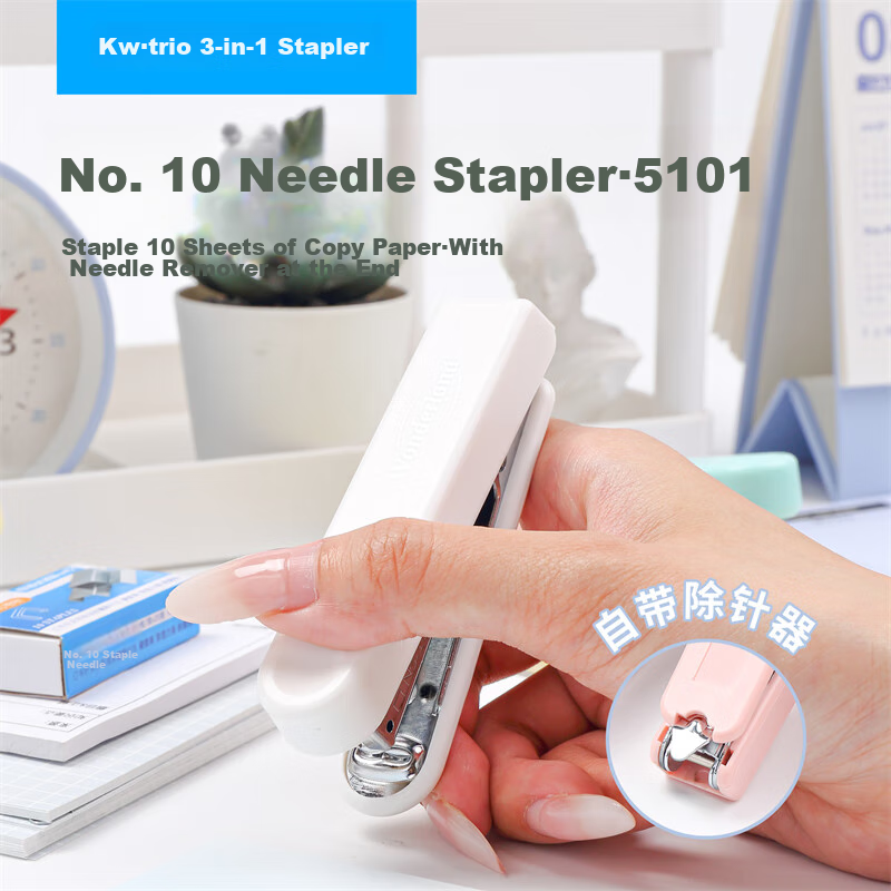 KW-Trio No. 10 Stapler, Small Size, Thumb-Pressed, Fresh And Simple Design, Mini Stapler for Students