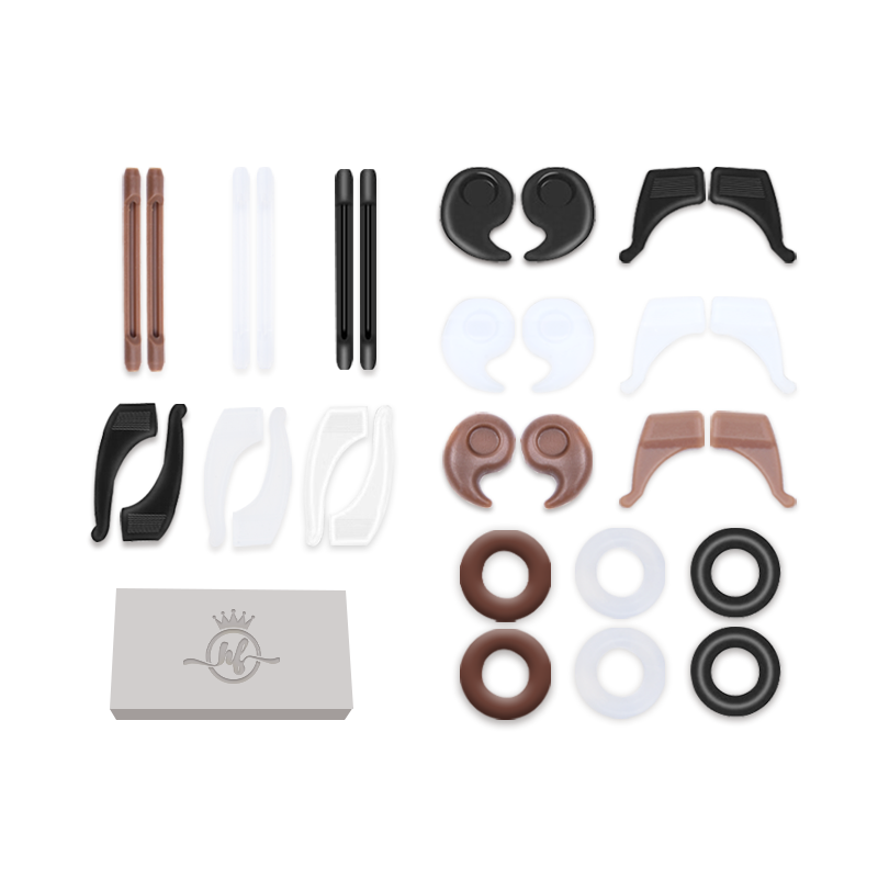 HB Glasses Anti-Slip Ear Hooks, Silicone Set of Eyeglass Temple Fixing Accessories, Temple Covers, Anti-Drop Device for Eyeglasses