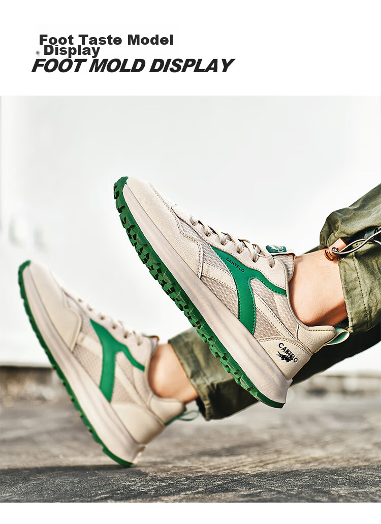 CARTELO Men's Shoes, Spring And Summer Casual Sports Running Hiking Dad Shoes, Travel Sneakers, QH8306, Sand Green, Size 39 13