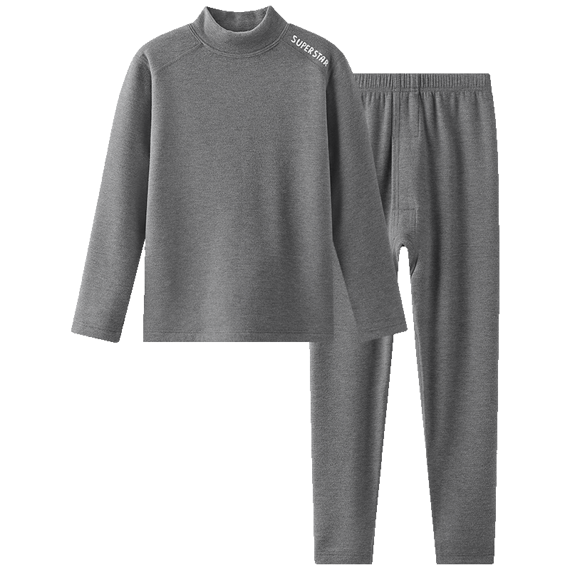 YING BO LUN Children's Thermal Underwear Set for Boys, Autumn Thermal Top And Pants for Boys, Pajamas for Older Girls, 81112 Flax Gray, Size 110