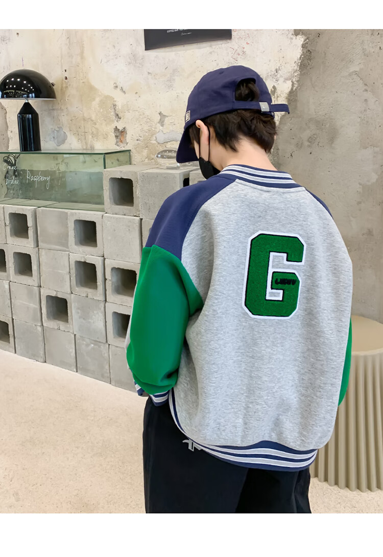 Zuoxi Boys' Baseball Jacket, Autumn Wear 2026 New Style, Children's Spring And Fall Jacket, Korean-Style Trendy Outerwear, Gray, Size 110 19