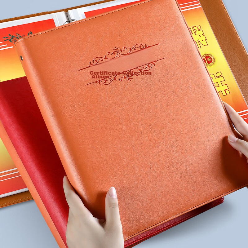 Faramon Award Collection Album, A4 Honor Certificate Leather Multi-Functional Storage Student File Folder, Large Album for Children's Collection, Leather - Red (A4*40 Sheets)