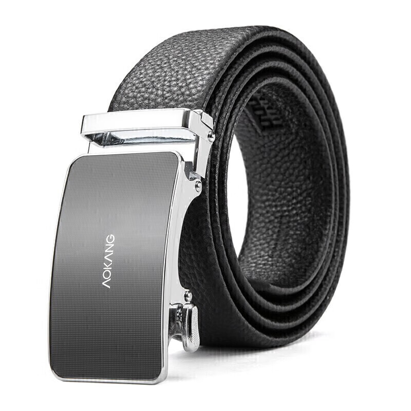 Aokang Men's Belt with Automatic Buckle, Top-Grain Leather Business Waistband, Birthday Gift for Husband