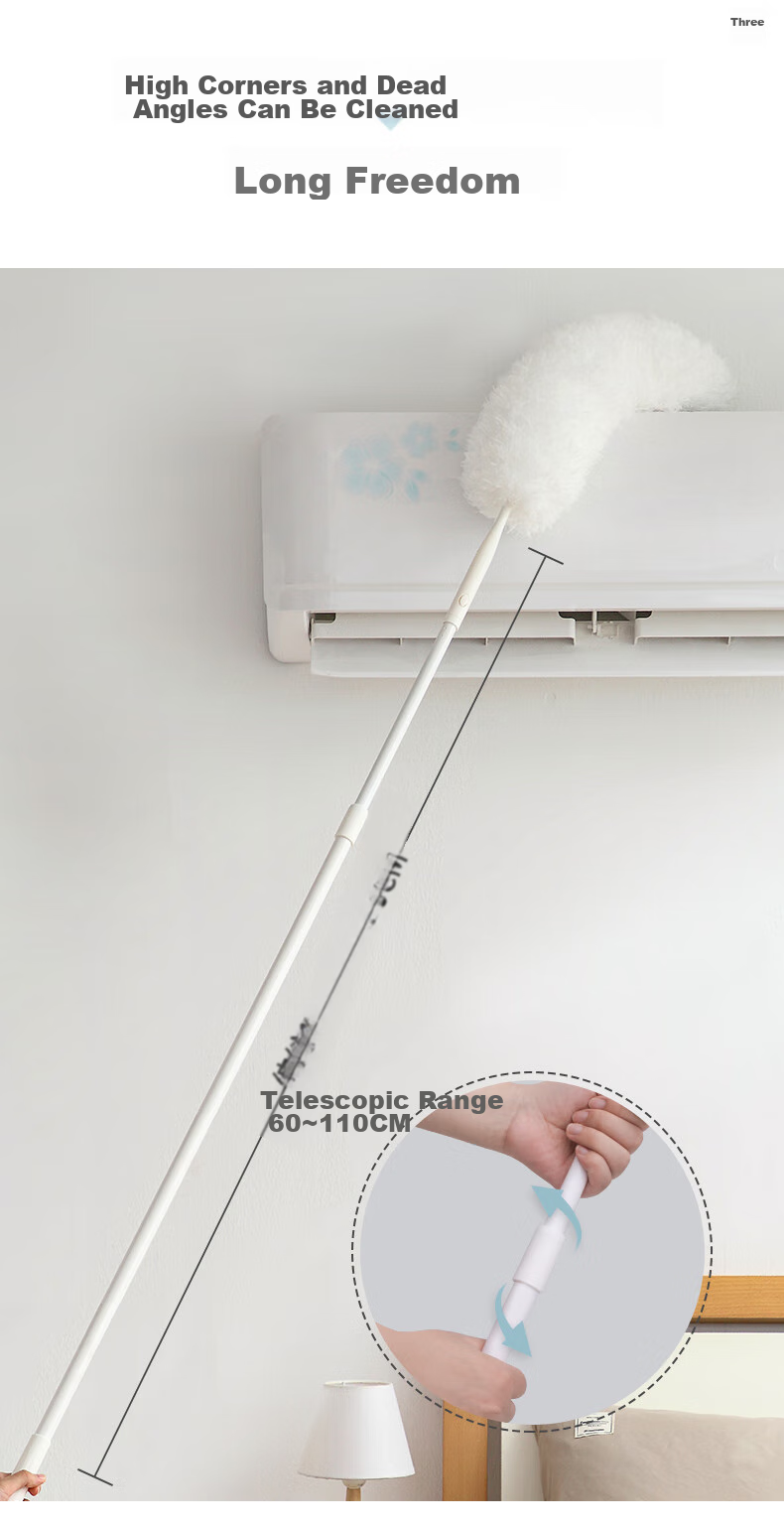 Sulida Feather Duster, 2.5-Meter Extendable, for Car And Home Use, Static Dust Removal, Ceiling Cleaning Tool 5