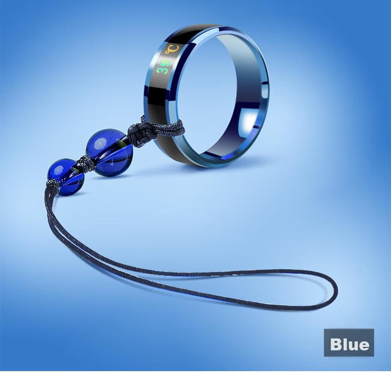 ESCASE Titanium Metal Smart Temperature-Sensing Detachable Ring Buckle Phone Strap Pendant for Men And Women, U Disk Charm Couple's Phone Accessory XR-02 Pro Health Blue Two-Pack 16