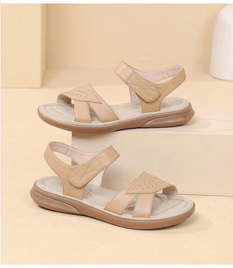 Red Dragonfly Leather Sandals Summer Soft Sole Comfortable Mom Shoes Women Wedge Soft Leather Beach Shoes WTK233143 1