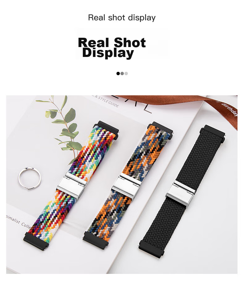 BHO Nylon Braided Loop Watch Strap Compatible with Huawei Watch GT7 Pro/GT6/GT5/GT4/GT3/Watch6/Watch5/4 Pro/3/2/Honor Magic2 Smartwatch 10