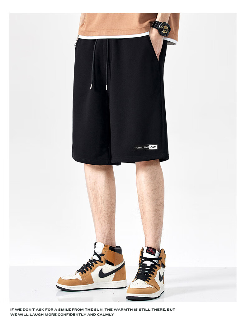 Baleno Pure Cotton Shorts for Men, Summer Trendy Loose-Fit Large Size Fashionable Beach Pants, Youth Sports Versatile Breathable Trousers 9
