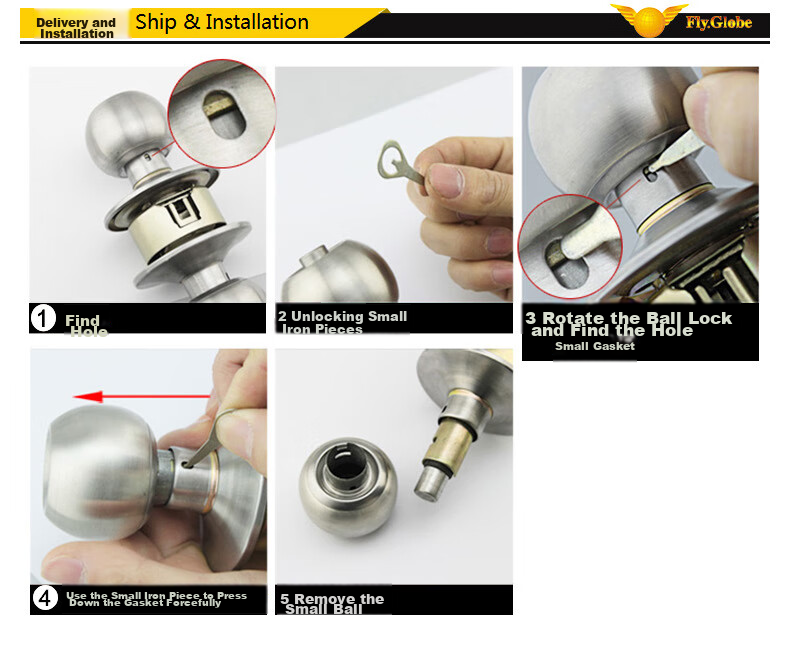Fly.Globe Spherical Lock, Indoor Bedroom Door Lock, Beech Wood Ball Lock FQ-5831WD, Back-To Seaso 13