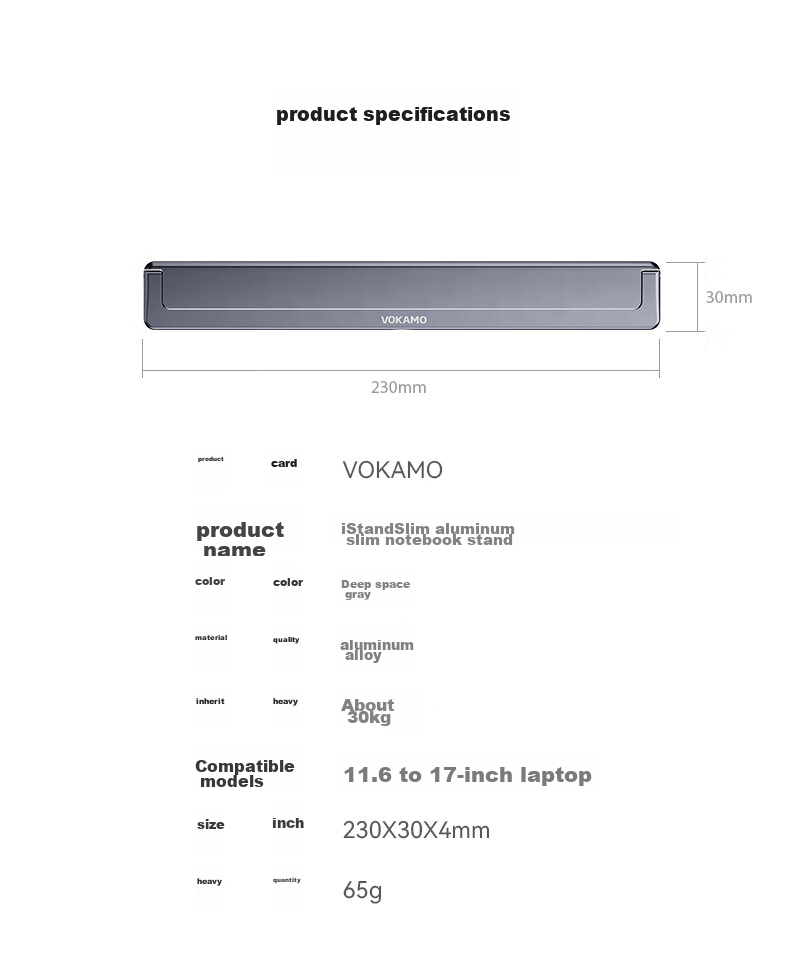 VOKAMO Invisible Portable Laptop Stand Compatible with Huawei Mate, Lenovo Computers, X Apple MacBook Pro/Air Laptops, Aluminum Alloy Computer Desk Support Riser 4