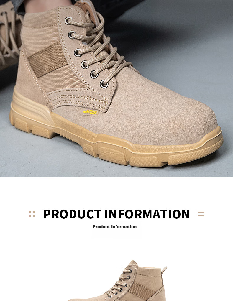 LAOGUANJIA Men's Safety Shoes with Steel Toe Cap, Anti-Smashing, Puncture-Resistant, Solid Sole, Wear-Resistant, Breathable, High-Top Protective Boots LA37 6