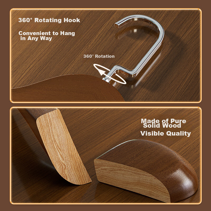 JEKO&JEKO Solid Wood Coat Hanger, Wooden Clothes Hanger, Wide Shoulder Non-Slip Coat Hanger, Specialized Drying Rack for Overcoats, Same As Store Model