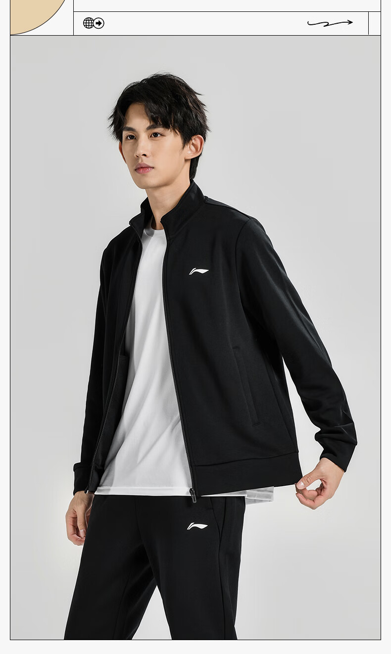 LI-NING Table Tennis Jacket Unisex Autumn Winter Fleece Lined Warm Zip-up Hoodie Black 3XL 8