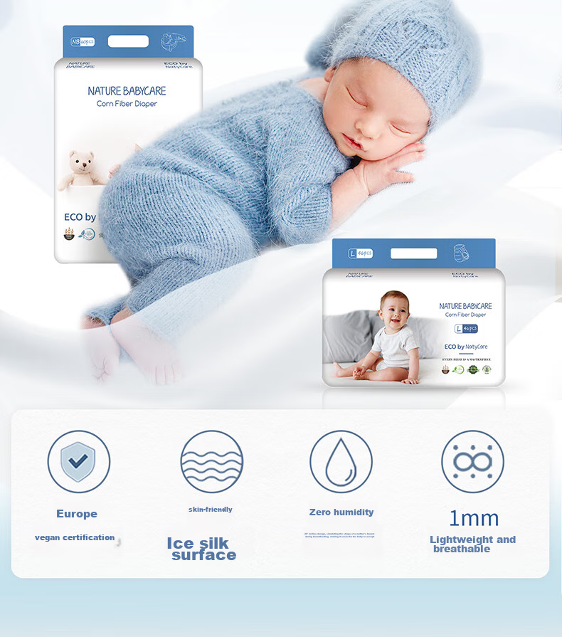 NatyCare Aurora Diapers Trial Pack NB 4 Pieces (≤5kg), Newborn Small Size, Ultra-Thin Breathable Diaper Pads 3
