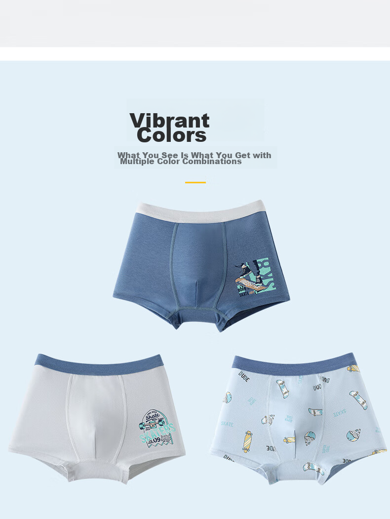 LangSha Children's Trendy Personalized Underwear, Boxer Briefs for Teenagers, Class A Boys' Underwear, Shorts for Older Boys, Size 120 6