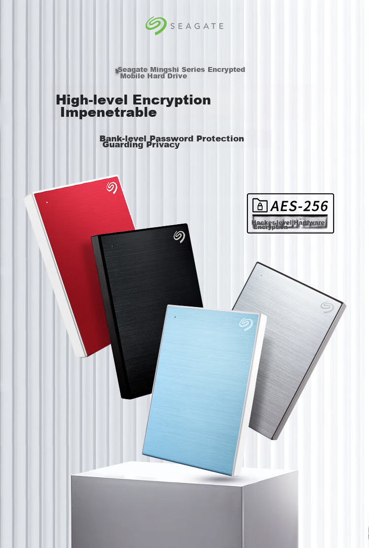 SEAGATE Portable Hard Drive, 5TB Encrypted, USB3.0 High-Speed, SEAGATE Ming 2.5-Inch, Silver, Portable Large-Capacity Mechanical Hard Drive, Privacy Protection, Data Recovery Service 2