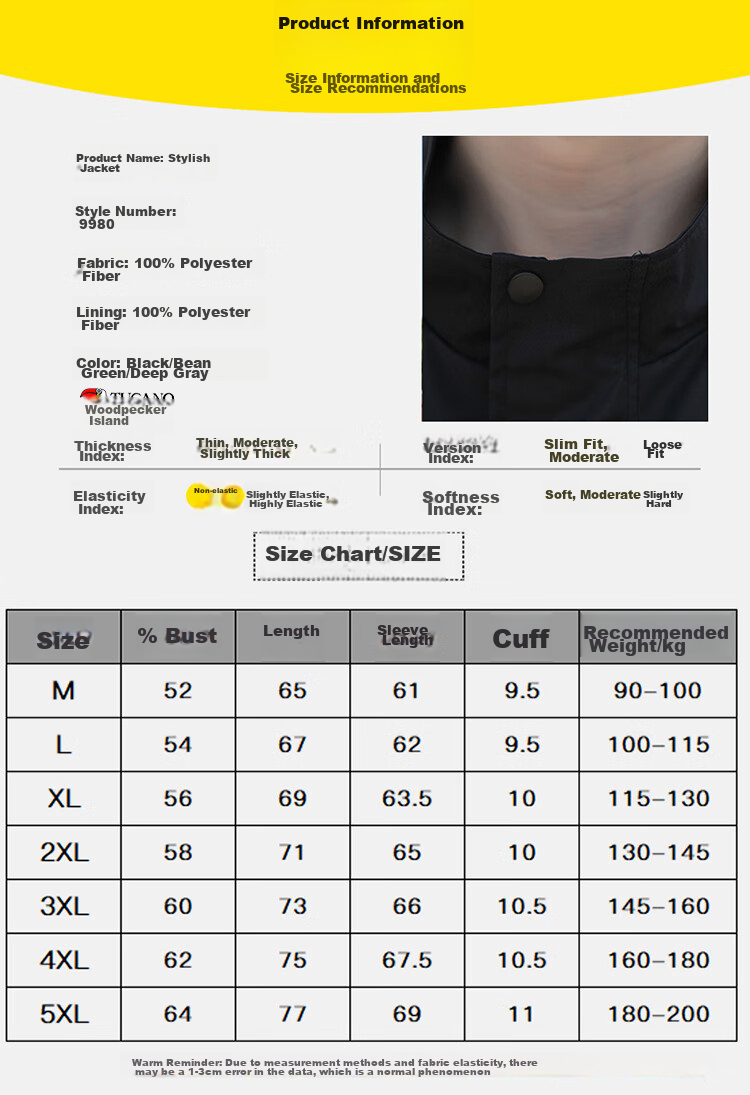 TUCANO Jacket for Men, Spring And Autumn Loose Fit Stand Collar Versatile Casual Coat Trendy Comfortable Outerwear Men's Clothing, Black, 3XL 5