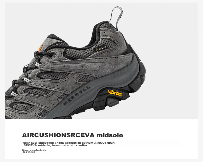 Merrell MOAB3 GTX Hiking Shoes, Outdoor Waterproof Sports Climbing Shoes for Men, Vibram Outsole, Non-Slip Breathable Winter Shoes, Size 42 8