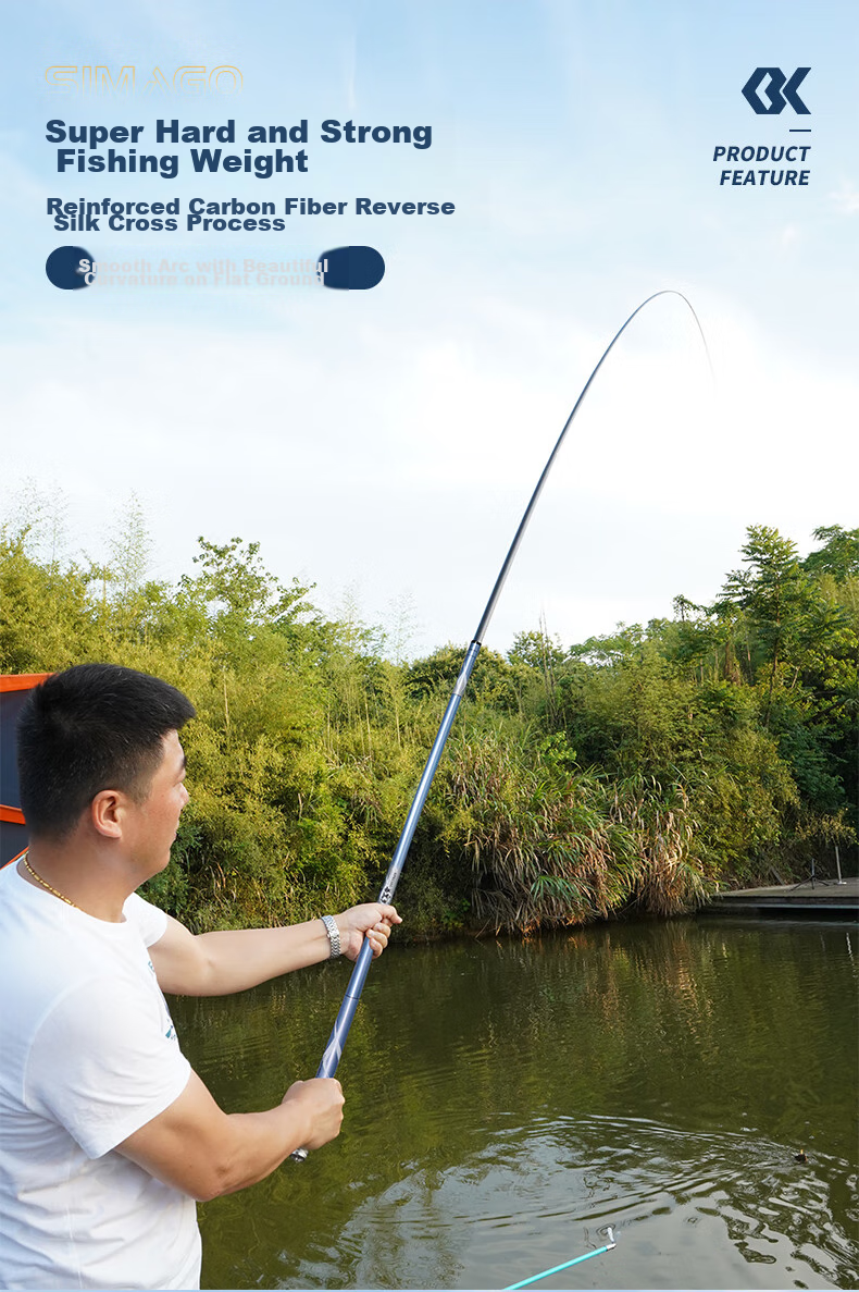 SIMAGO Ximan Du Fishing Rod, Handheld Ultra-Light All-Purpose Rod, Imported Carbon Fiber, 5H28 Action, for Crucian Carp And Carp Fishing, 5.7 Meters 8