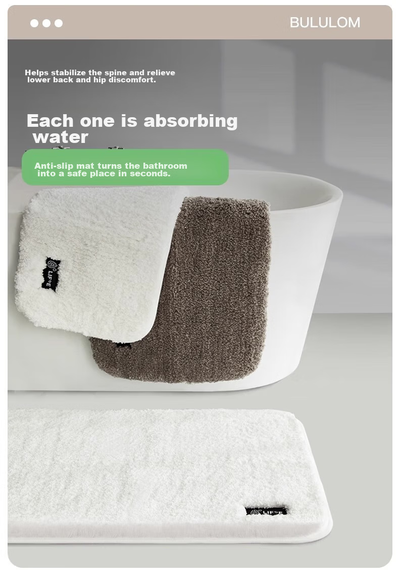 BULULOM Bath Mat, Bathroom Entrance Absorbent Mat, Antibacterial Non-Slip Foot Mat, Bathroom Home Use, High-End Luxury Style, 40X60CM 2