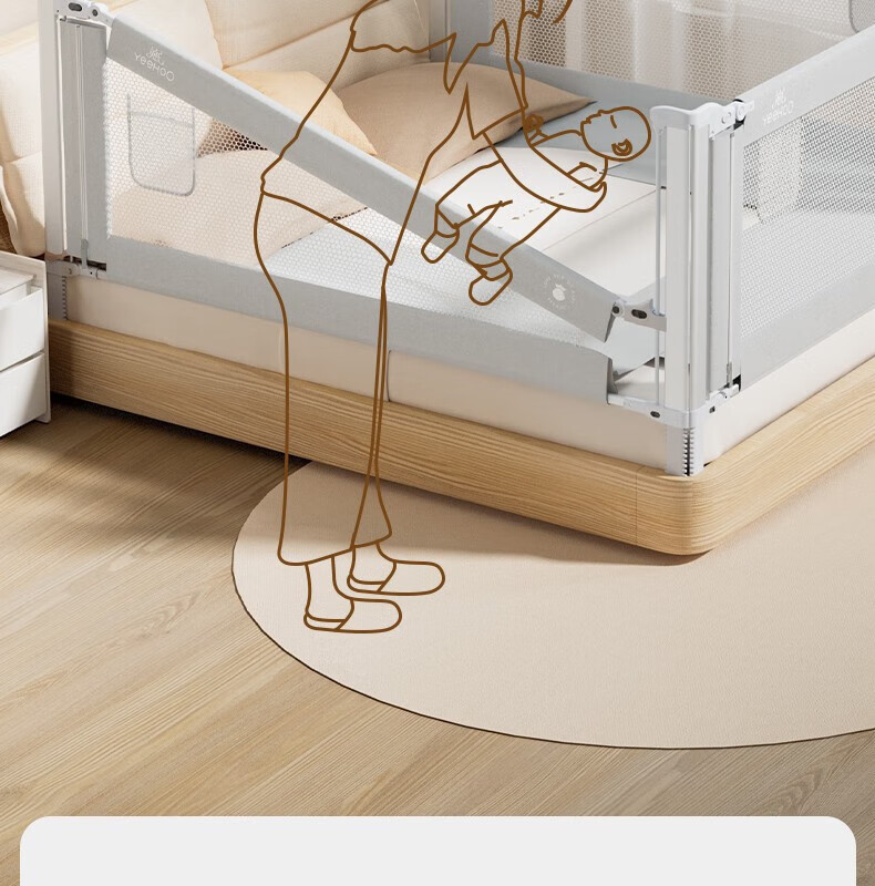 YEEHOO Bed Guard Rail, Baby Fall Prevention Protective Barrier, Infant Crib Rail, Children's Guardrail, Bedside Safety Rail, 2.0 Meter Bed - Single Piece 12