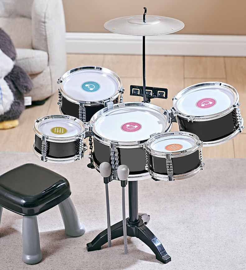 XST Seven-Color Light Drum Set Children's Beginner Practice 8 Baby Jazz Drum Toy for Boys Birthday Gift 10