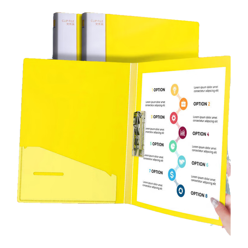 DiLe Premium Series A4 Single Strong Clip File Folder with Insert Pocket, Business Document Organizer, Exam Paper Holder, Office Supplies, 1103 Yellow