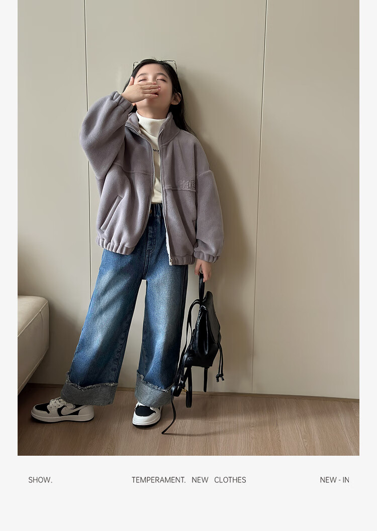 LUSON Chen Da Zhu Girls' Jacket, Autumn And Winter New Style, Double-Sided Fleece, Children's Sports Outerwear, New Year's Outfit 30