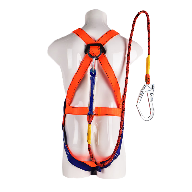 Leyoubaiyi Five-Point Safety Harness, 2-Meter Single Large Hook + Shock Absorber Pack, Safety Rope for High-Altitude Construction Work