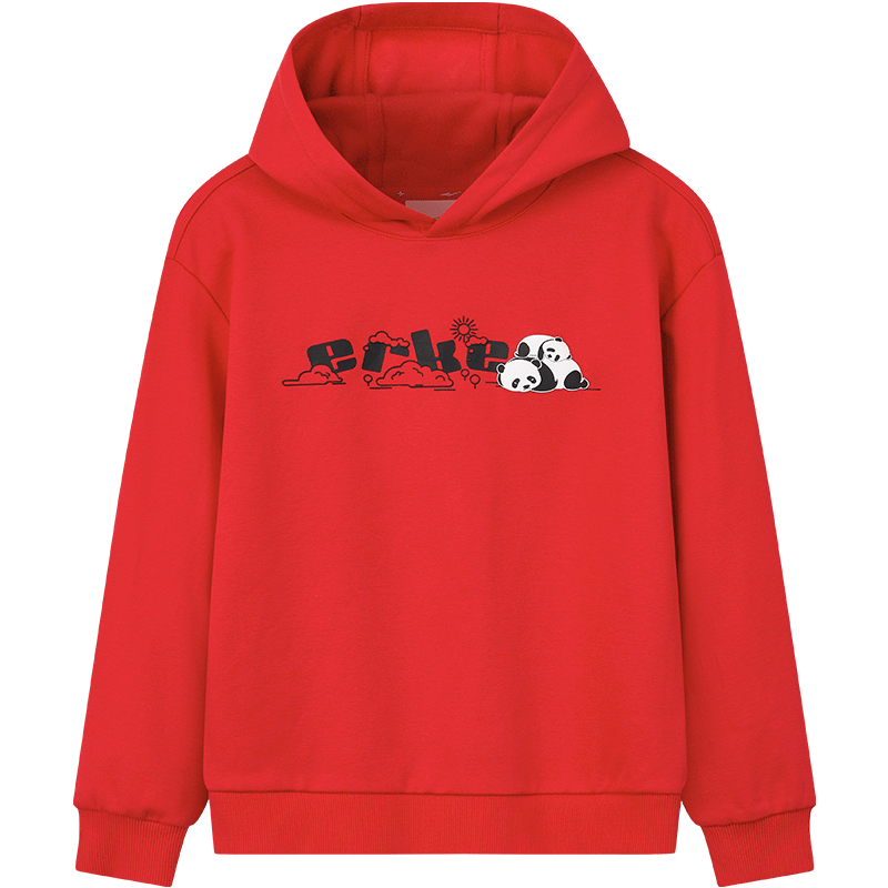 ERKE Kids Unisex Hooded Sweatshirt Children's Winter Warm Thick Hoodie Dongfanghong 130