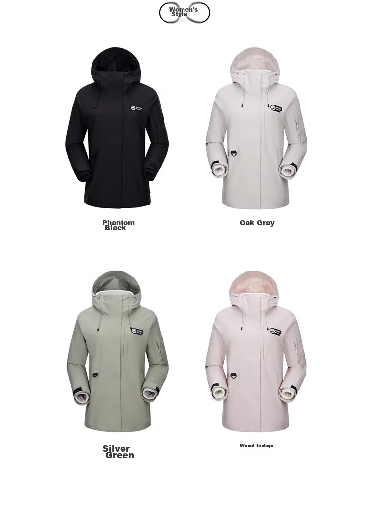 CAMEL [Xiongmao Series] Outdoor Jacket Three-In Mountaineering Suit 31156 Ice Crystal Gray, Men's XL 24