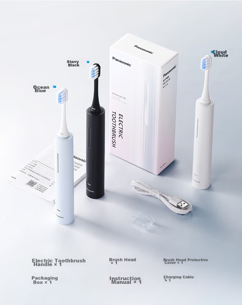 Panasonic [Mid-Autumn Festival Gift] Electric Toothbrush Foam Brush Stain Removal Gum Protection Dual-Effect Smooth Screen Unlock Control Battery Long-Lasting Practical Birthday Gift for Men And Women DC20 Blue 12