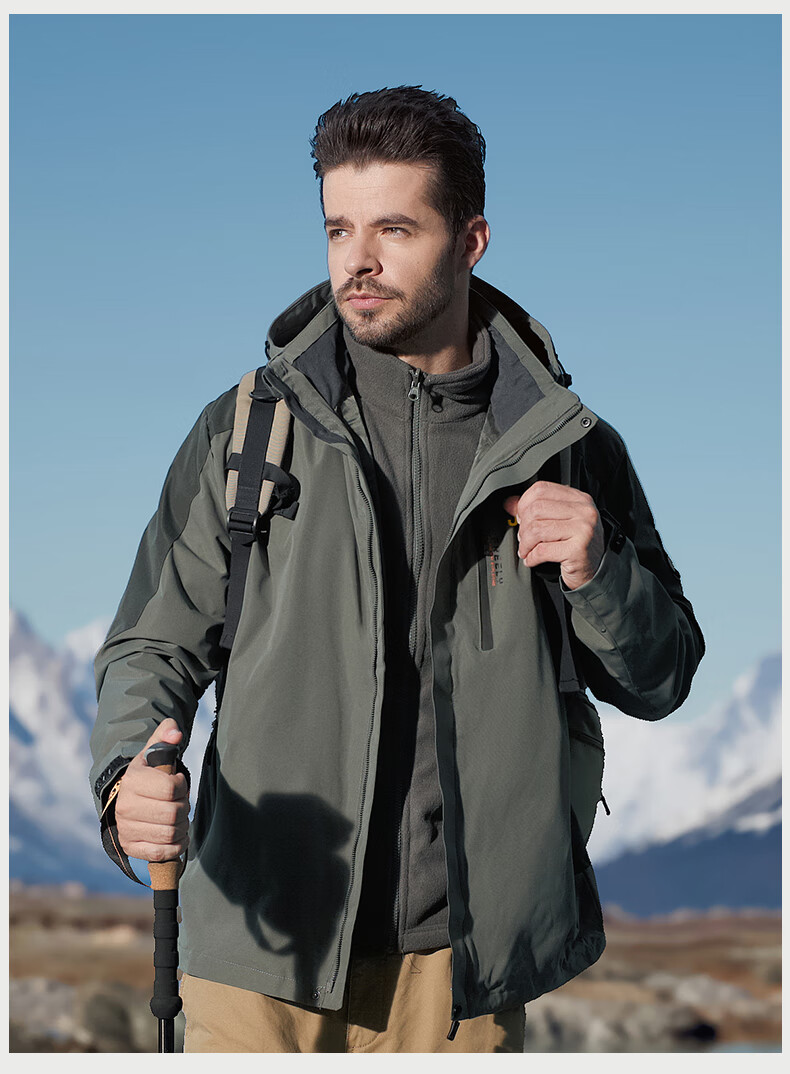 JEEP Three-In Windproof Jacket for Men, New Style for Autumn And Winter 2026, Outdoor Hooded Coat 8