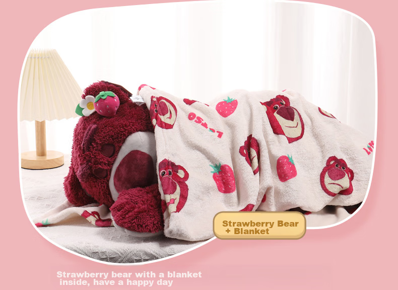 Disney Plush Doll Pillow, Stuffed Animal Birthday Gift for Girls, Toy Story Strawberry Bear, 50cm Blanket 13