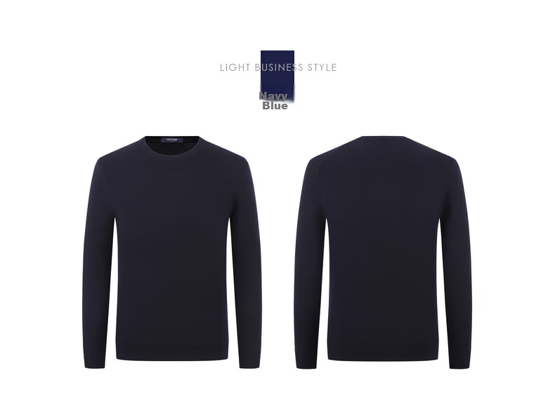 YOUNGOR [100% Wool] Autumn And Winter Men's Warm Business Casual Round Neck Sweater VYQW639994FYA, Navy Blue, S 14