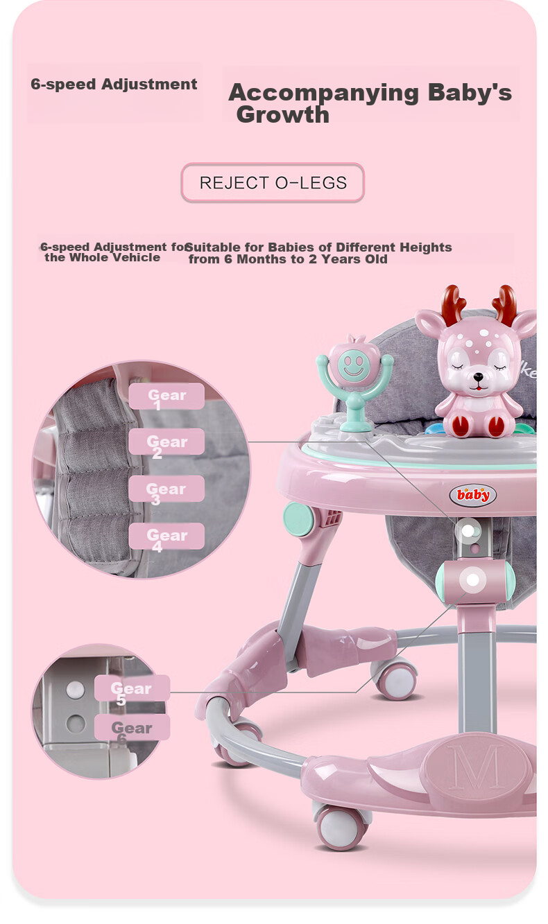 ANGI BABY Multifunctional Anti-Rollover Baby Walker for 6-18 Months, Toddler Learning to Walk, Boys And Girls Can Sit, Walking Aid 7