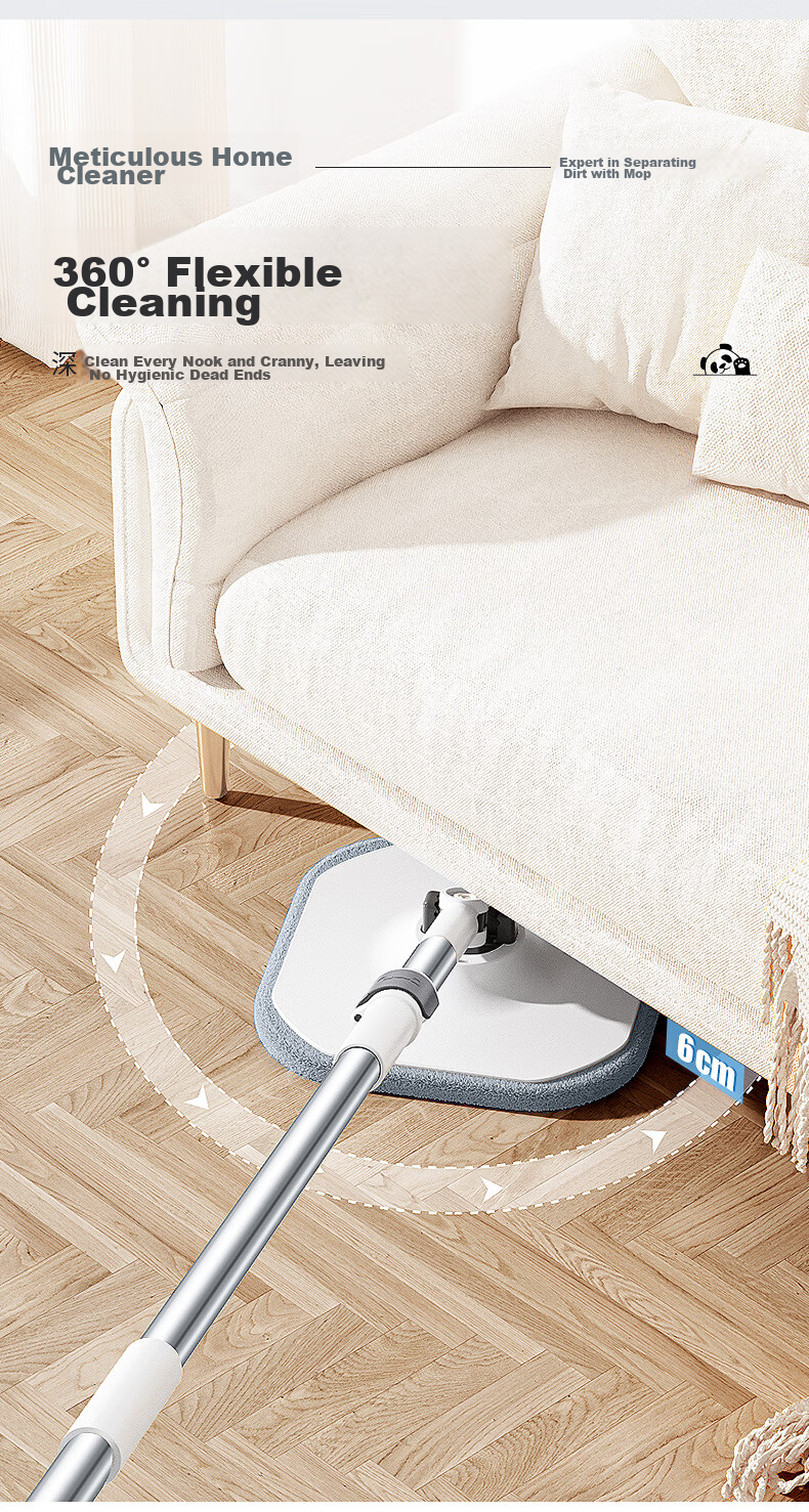 HoMettler Clean And Dirty Separation Rotary Mop, 3 Mop Pads for Home Use, Hands-Free Cleaning, No Washing Required, 2026 Lazy Person's Flat Mop with Bucket 12