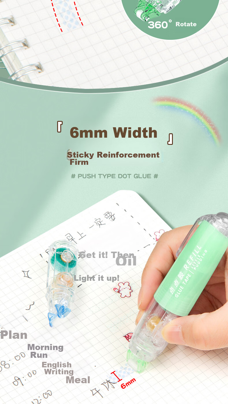 CHANGLi Push-Button Dot Glue Correction Tape, High Adhesion, Student-Specific Error Correction, Sticky Dots, Double-Sided Transparent Tape, Children's Craft Glue Pen, Sticker Paper, Journal Tape, Stationery 5