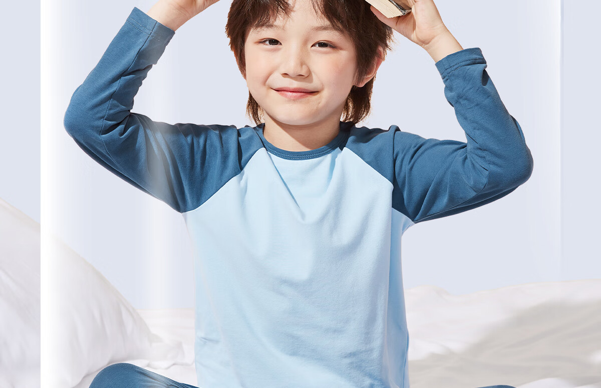 Baleno Children's Autumn And Winter Underwear Set, Fall/winter 2026 Style, for Older Kids, Color-Block Warm Loungewear, Boys And Girls Winter Outfit, Two-Piece Set 2