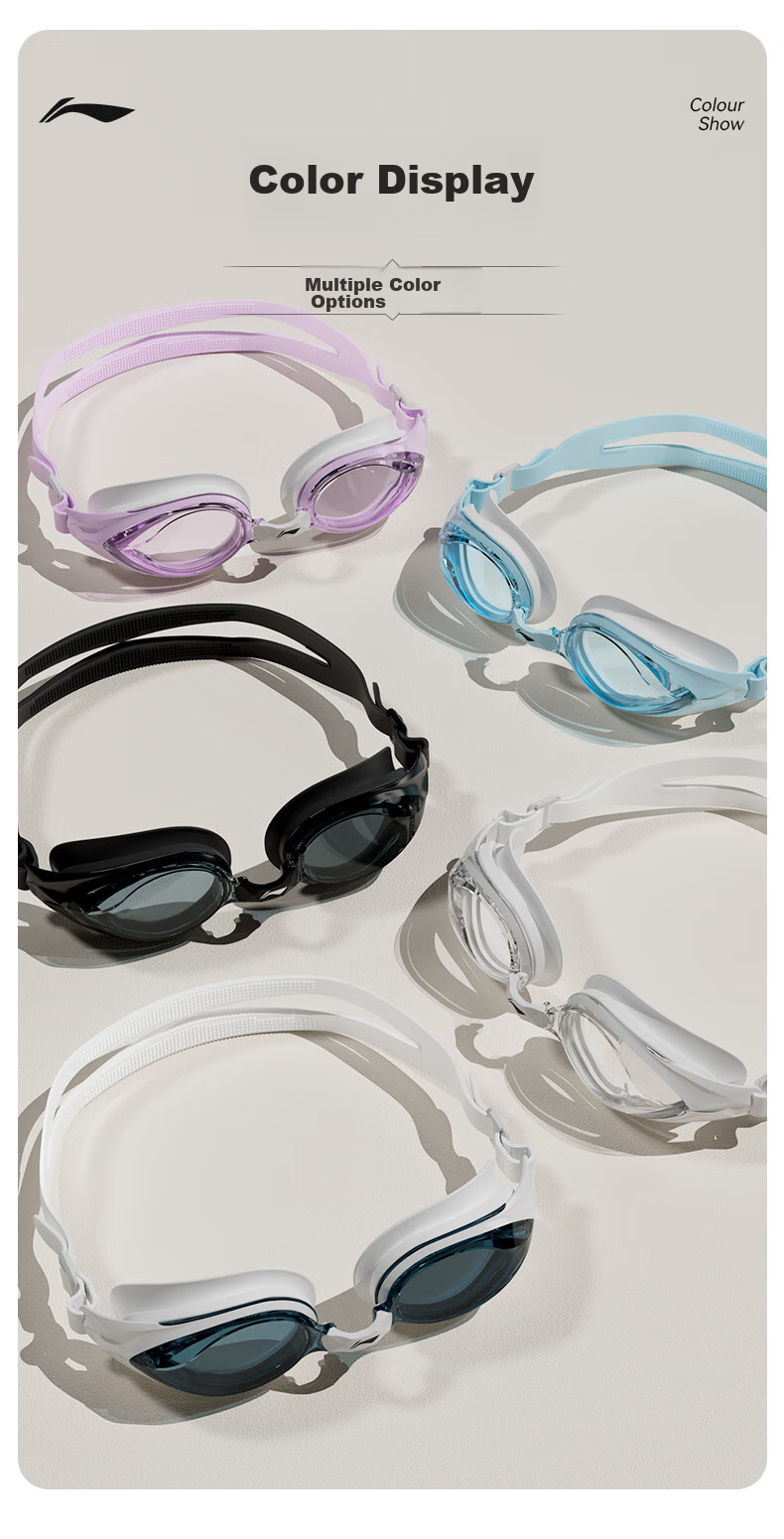 Li-Ning Swimming Goggles, Waterproof And Anti-Fog, High-Definition Swim Glasses for Men And Women, Non-Prescription Swimming Goggles, Model 2596, Black, -3.00 Diopters 11
