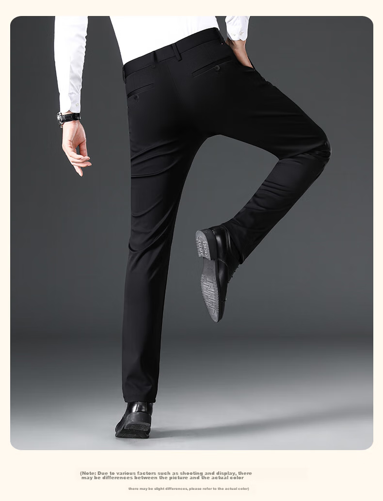 ROMON [Wrinkle-Free, Easy-Care] Men's Dress Pants, High-Waist Business Trousers, Casual Straight-Leg Pants 10