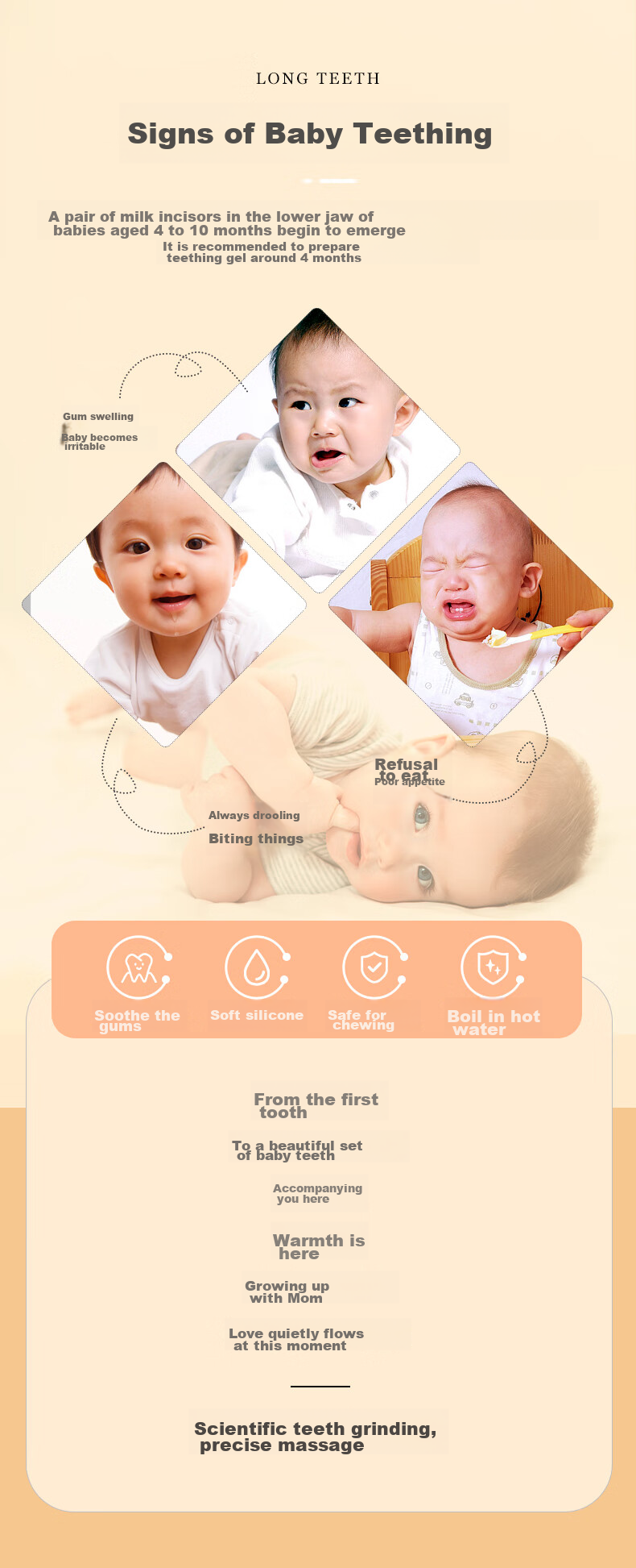 COOKSS Baby Teether, Infant Teething Toy Stick, Comforting Chew Toy, Nano Silver Silicone Chewy, Boiled Water Resistant, Anti-Biting Hand Protection Device 2