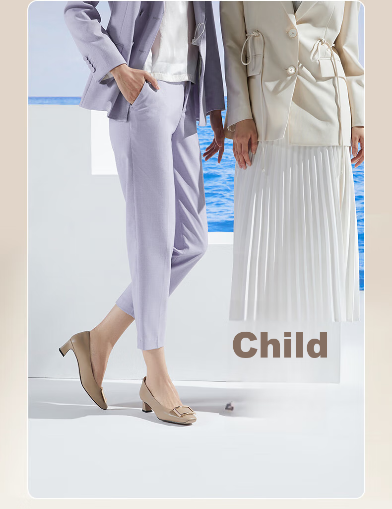 COMELY Women's Single Shoes, Spring New Style, Square Buckle Genuine Leather Versatile Chunky Heel Elegant Patent Leather Commuter High Heels, Milk Tea Color, Size 39 15