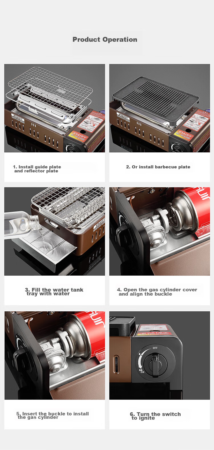 JInyu Portable Gas Stove for Barbecue, Outdoor Camping And Picnic Equipment, Gas Burner, Butane Stove, Cartridge Magnet Cooker 16