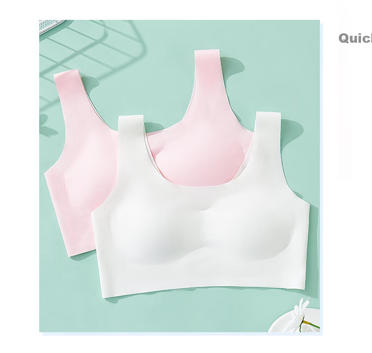 LangSha Children's Underwear, Girls' Sports Bra, Anti-Shock Bra for Teenage Girls, Ice Silk Seamless Bra for Older Children, Developmental Bra for High School Students, Vest 10