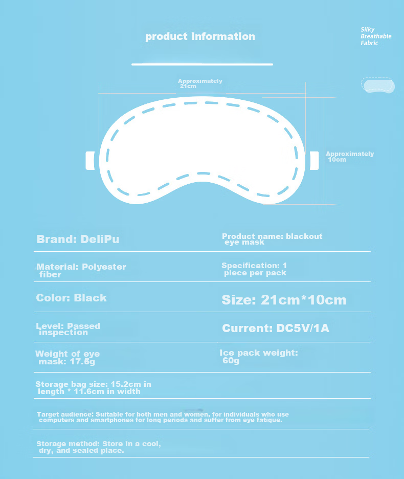 Delipow Sleep Mask, Light-Blocking, Thin And Breathable, Ice-Cooling, Adjustable, Comfortable for Travel Naps And Sleeping, Suitable for Both Men And Wome 6