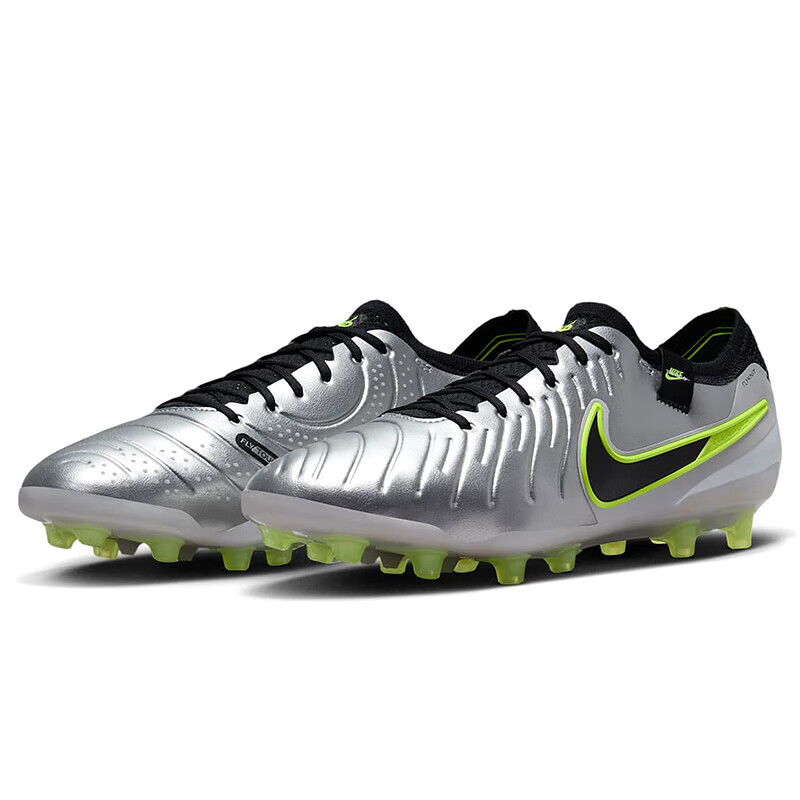 NIKE Men's Soccer Cleats, Legend 10 AG Short Studs, Sports Shoes, DV4330-001, Metallic Silver, Size 41