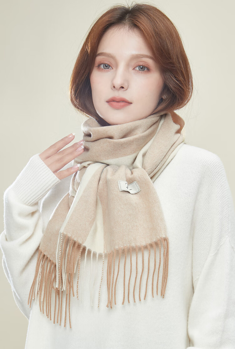 JIUMU Pure Wool Scarf for Women, Autumn And Winter Neck Warmer, Ladies' Warm Shawl, Gift for Women on Mid-Autumn Festival Or Birthday, Gift Box Packaging 21