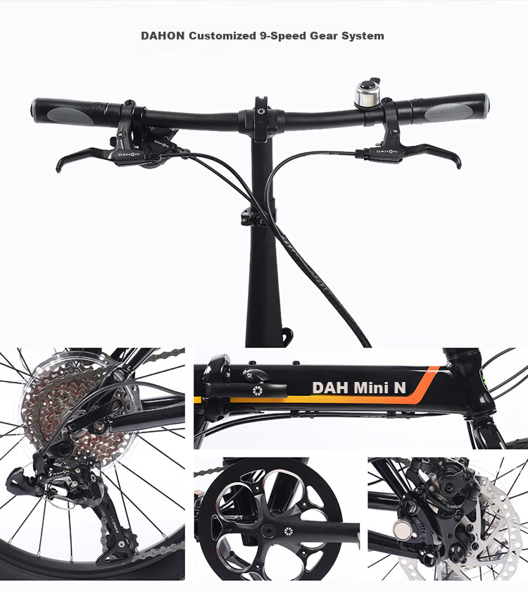DAHON K-ONE Folding Bicycle, 20-Inch, 9-Speed, Ultra-Light Aluminum Alloy, Disc Brake, Sports Bike FKA091, Black 9