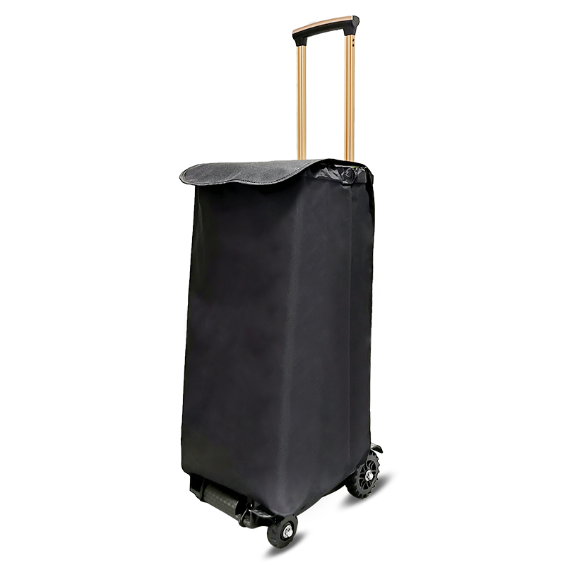 SELORSS Small Cart, Cargo Flatbed Trolley, Lightweight Folding Luggage Cart, Four Wheels, Load Capacity 100 Jin (50 Kg), BY04 with Black Fabric Bag